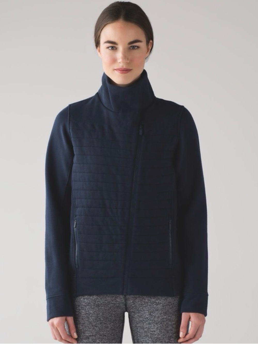 Lululemon Women’s Fleece Be True Jacket Asymmetrical Zipper Inkwell Navy Size 8